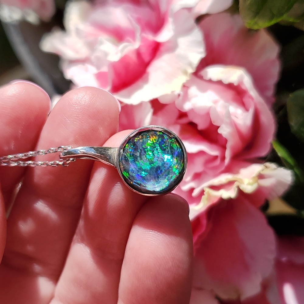 Opal Pendant Sterling Silver Necklace